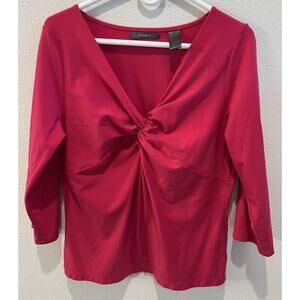 Liz Claiborne Pink Top. Crisscross Bust , 3/4 Length Sleeves. Sz XL